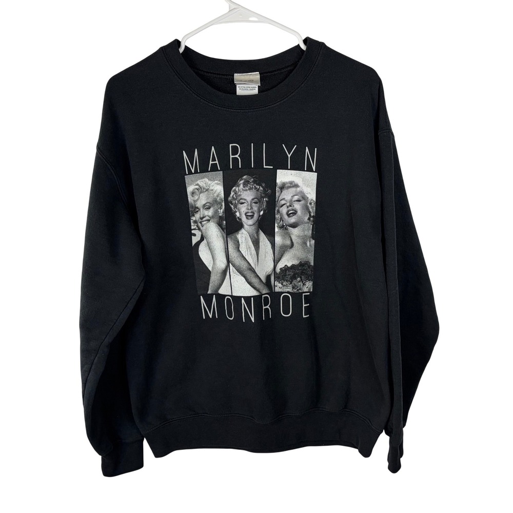Marilyn Monroe Graphic Sweatshirt Womens M‎ Black Crewneck Pullover Gildan